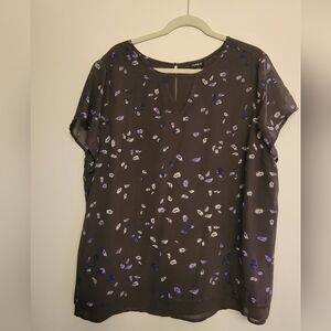 Torrid Purple and White Feather Blouse